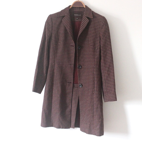 MOISELLE Lightweight Wool Blend Car Coat Fall Jacket Lined Small S Medium M - Picture 2 of 9